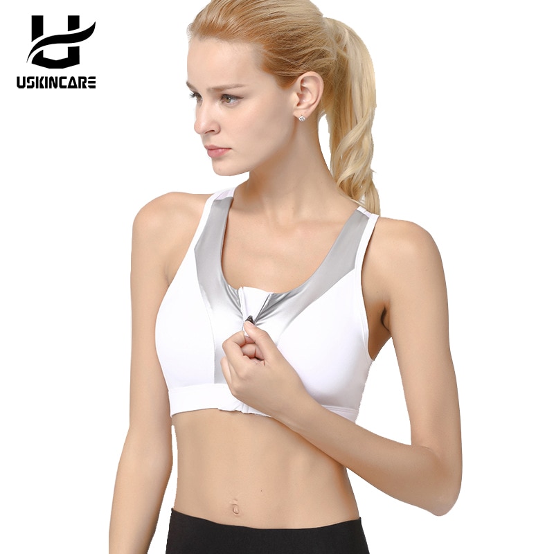 USKINCAR Women Zipper Push Up  귡 Ǫ-Padded Wirefree Shockproof Gym ƮϽ Athletic Running 䰡 Vest  ž